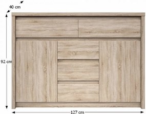 Komód, DTD laminált, tölgy sonoma, NORTY TYP 10