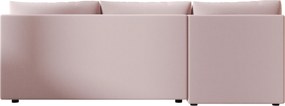 Ágyazható, kétoldalas L alakú kanapé VENORIA SLIM 200x143 cm, púderrózsaszín színű + 2 db díszpárna INGYEN