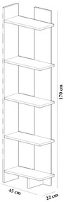 könyvespolc Als - Teak, White