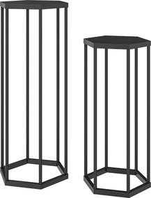 Outsunny 2 db hatszögletű fém virágtartó, 75/60 cm — fekete | Aosom