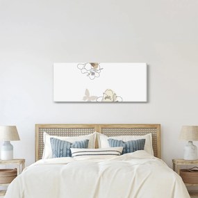 Kép - Bézs virágok pillangóval N⁰2 (120x50 cm)