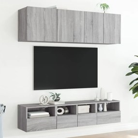 szürke sonoma színű szerelt fa fali TV-szekrény 40 x 30 x 30 cm