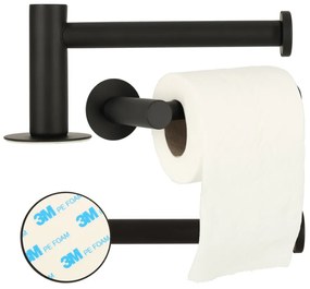 Modern ragasztható fém WC-papír tartó, fekete, 15 cm x 8 cm