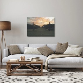 Egy fa móló képe a tó felett (üvegen) (70x50 cm)