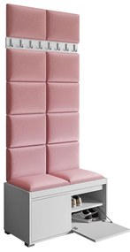 Előszoba bútor  Kendora 80 (12 db. Pazara 40x30-as kárpitozott fali panelekkel) (öko-bőr soft 011 + fehér). 1054002