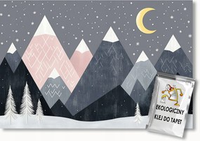 Fotótapéta Flizelina Gyerekek Hegyek Fák Hold Éjszaka Csillagok 100x75 ragasztó