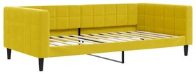 sárga kihúzható bársony heverő matraccal 100 x 200 cm