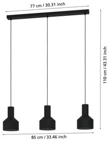 Eglo 99552 - Csillár zsinóron CASIBARE 3xE27/40W/230V