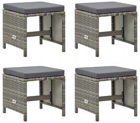 4 db szürke polyrattan kerti ülőke párnákkal