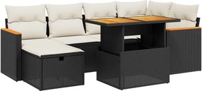 vidaXL 7 részes fekete polyrattan kerti ülőgarnitúra párnával
