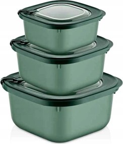 Ételtároló doboz szett étel uzsonnás dobozok 3 db-os légmentesen záródó négyzet alakú