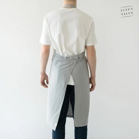 Chef világosszürke len kötény, hosszúság 100 cm - Linen Tales