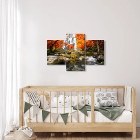Kép - Vízesések őszi tájban, narancssárga (90x60 cm)