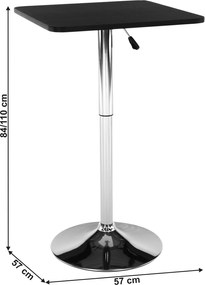 Magasság állítható bárasztal, fekete, 57x84-110 cm, FLORIAN