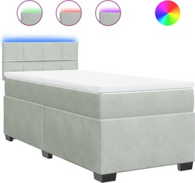 vidaXL világosszürke bársony rugós ágy matraccal 90x190 cm