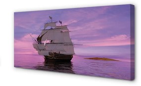 Canvas képek Lila ég hajó tengeren 100x50 cm