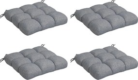 Outsunny 48x48x10 cm-es Esernyőtartó Székpárna Szett - 4 db Vízhatlan és UV-ellenálló Kerti Székpárna 2 Szürke Rögzítő Zsinórral | Aosom
