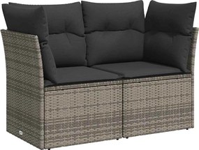 vidaXL 2 személyes szürke polyrattan kerti kanapé párnával