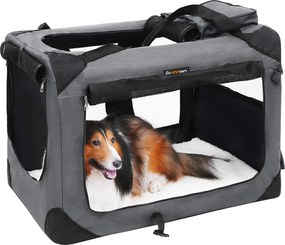 Összecsukható kutyahordozó, l-es szállítótáska, szürke | feandrea