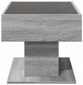 szürke sonoma szerelt fa dohányzóasztal LED-del 70 x 50 x 45 cm