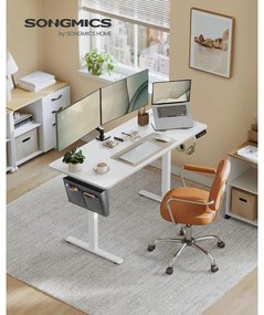 Elektromosan állítható magasságú íróasztal, 60 × 140 × 72–120 cm –, felhő fehér színben