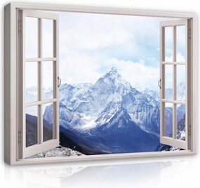 Vászonkép Ablak Hegyek Természet Vászon Nappali Hálószoba Fürdőszoba Modern 100x70