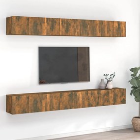 8 db füstös tölgy színű szerelt fa TV-szekrény 60 x 30 x 30 cm