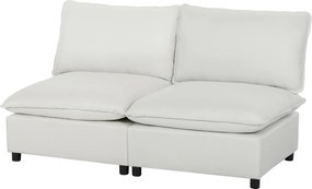 HOMCOM 2 személyes műbőr moduláris kanapé, 146 cm, mély ülésű kétszemélyes kanapé kis helyiségekbe, szürke | Aosom