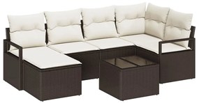 vidaXL Kanapé Szett 7 pcs Barna polirattan