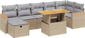 vidaXL 8 részes bézs polyrattan kerti ülőgarnitúra párnával