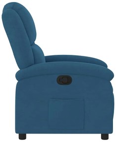 kék bársony dönthető fotel
