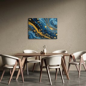 Kép - Kék absztrakció arannyal (70x50 cm)