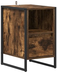 vidaXL Éjjeli asztal fiókkal Füstös tölgy 39,5 x 30 x 50 cm Faanyag