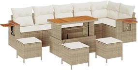 vidaXL Kerti Kanapé Szett párnával 12 pcs Beige és krém polirattan