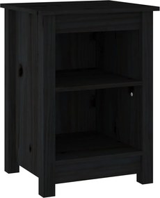 vidaXL fekete tömör fenyőfa éjjeliszekrény 40 x 35 x 55 cm