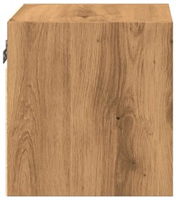 2 db kézműves tölgy színű fali TV-szekrény LED-del 30x28,5x30cm