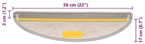 15 db szizál hatású platina öntapadó lépcsőszőnyeg 56x17x3 cm