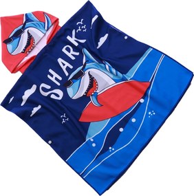 Gyerek poncsó SHARK kék Méret: 60 x 120 cm