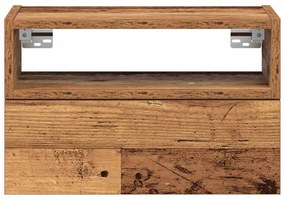 antik fa színű falra szerelhető éjjeliszekrény 45x26x28,5 cm