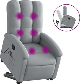 vidaXL világosszürke szövet felállást segítő dönthető masszázsfotel