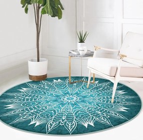 Türkiz mosható-robotporszívóval tisztítható kerek szőnyeg ø 100 cm Comfort – Mila Home
