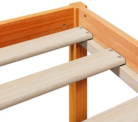 viaszbarna tömör fa könyvespolcos ágy matrac nélkül 135 x 190cm