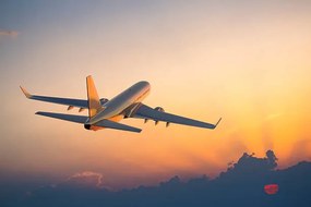 Illusztráció Passenger airplane flying above clouds during, Michal Krakowiak