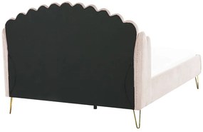 Franciaágy 140 cm Alise (bézs bársony) (ágyráccsal). 1077500
