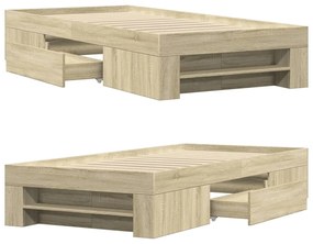 sonoma tölgy színű szerelt fa ágykeret matrac nélkül 100x200 cm