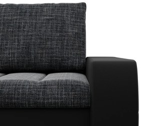 Toronto sarokkanapé, 2 ágyneműtartóval, fonott + műbőr, baloldali, szürke - fekete