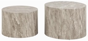 Szürke kerek dohányzóasztal szett kő dekorral, 2 db-os ø 58 cm Dice – Actona