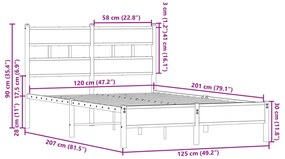 sonoma tölgy színű fejtámlás ágykeret matrac nélkül 120x200 cm
