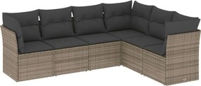 vidaXL 6 részes szürke polyrattan kerti ülőgarnitúra párnákkal