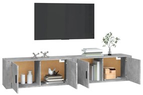 2 db betonszürke fali TV-szekrény 100 x 34,5 x 40 cm